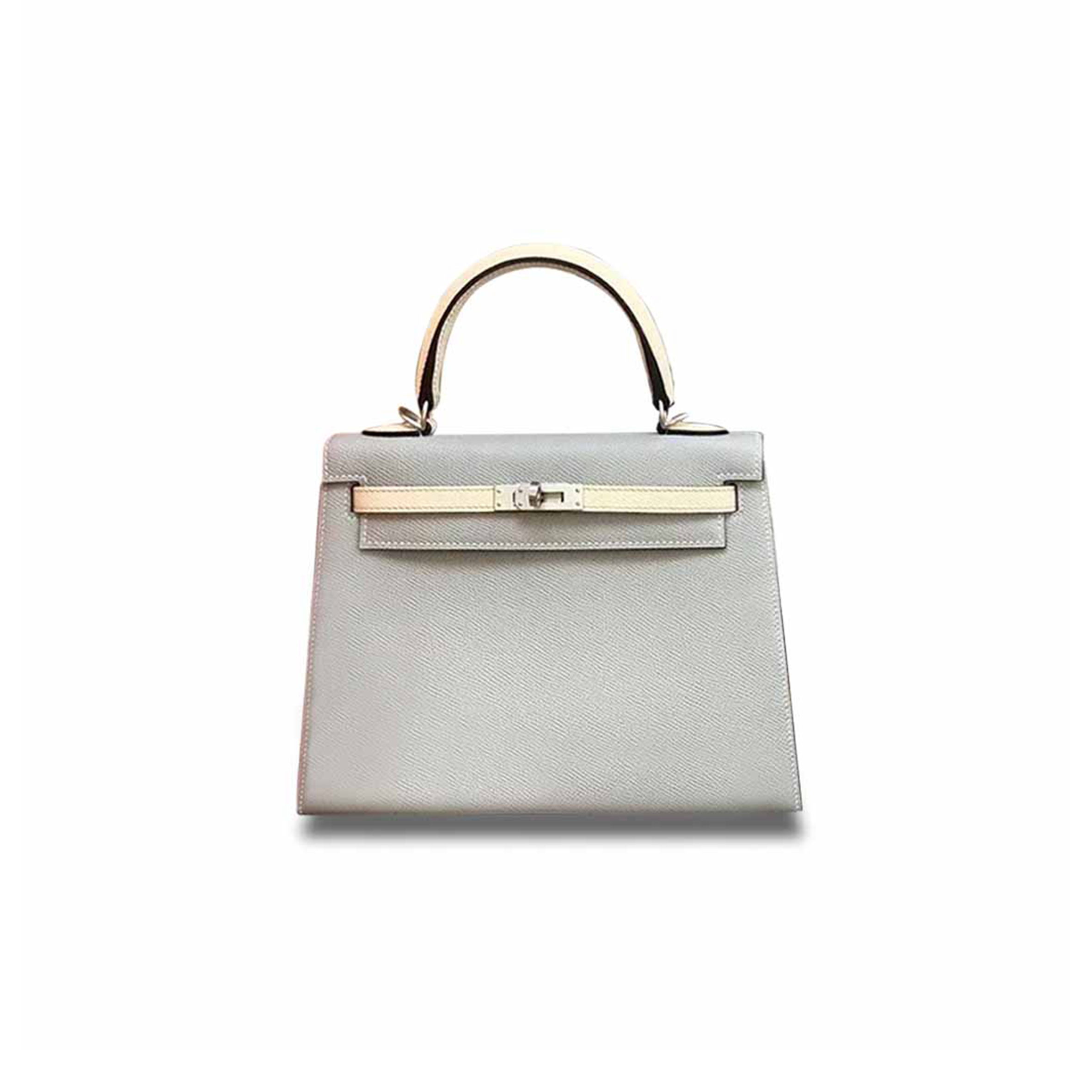 H**mes kelly 25 epsom seagull gray milkshake silver buckle (25*17*7cm)